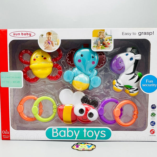 8Pcs Baby Rattles & Teethers Set