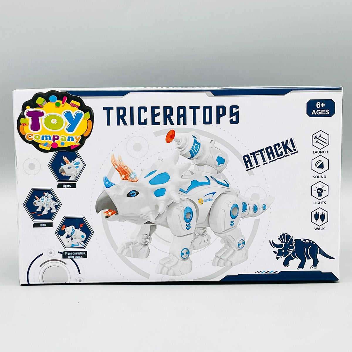 Walking Triceratops Toy with Shooter