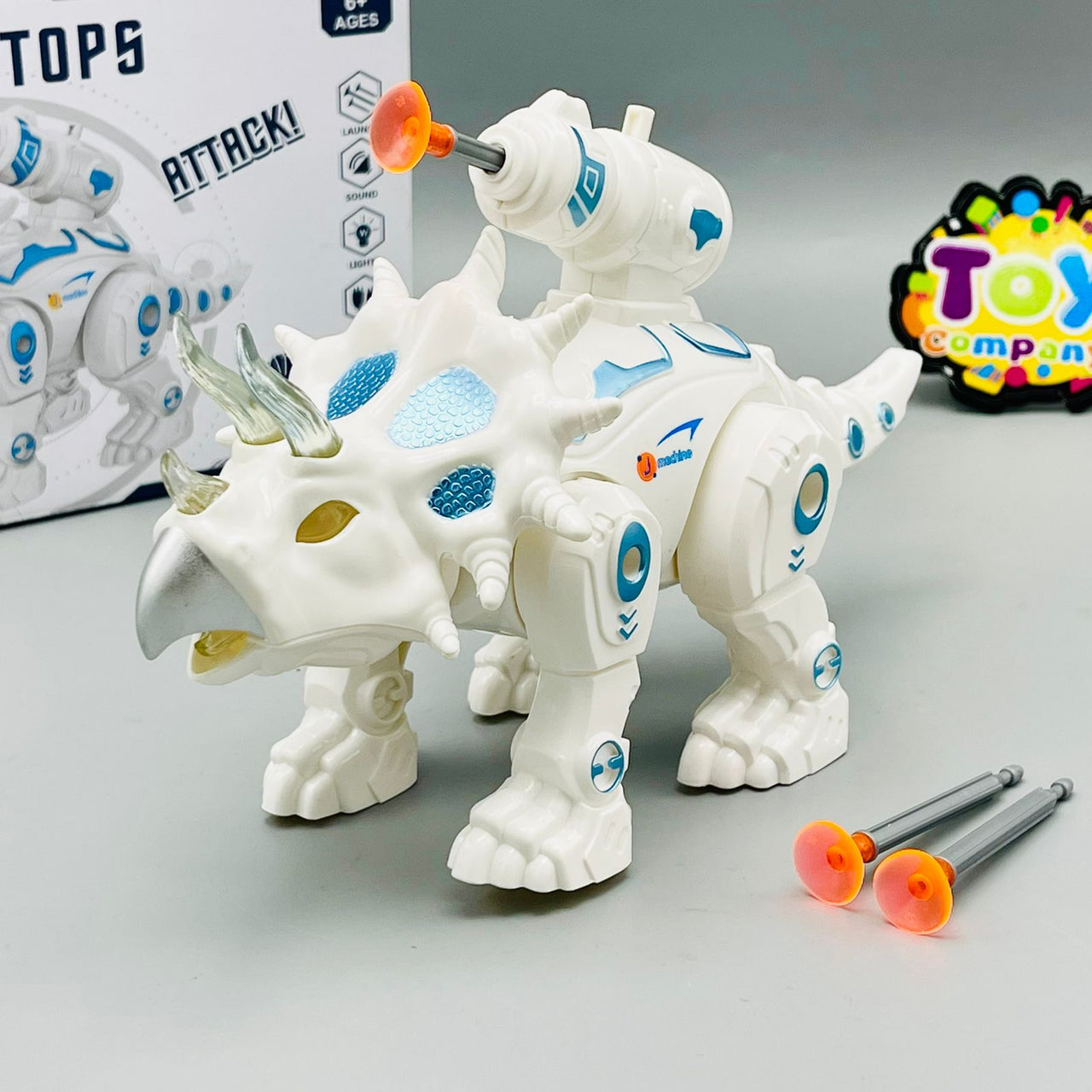 Walking Triceratops Toy with Shooter