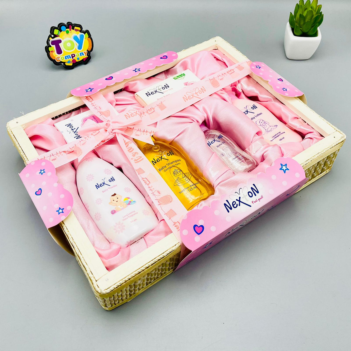 6-in-1 Nexton Baby Gift Set with Wooden Basket