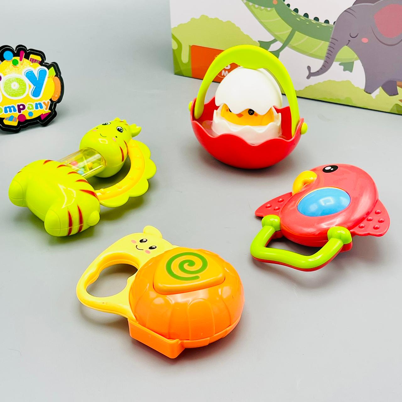 4 Pcs Premium Rattle & Teether Set