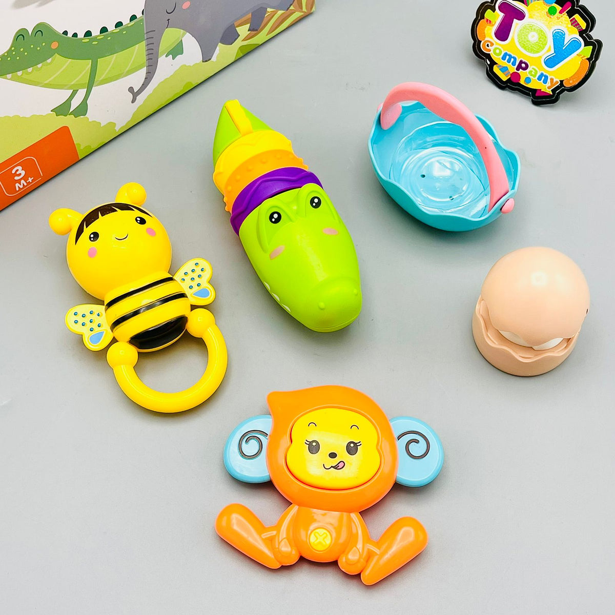 4 Pcs Premium Animal Shape Rattle & Teether Set