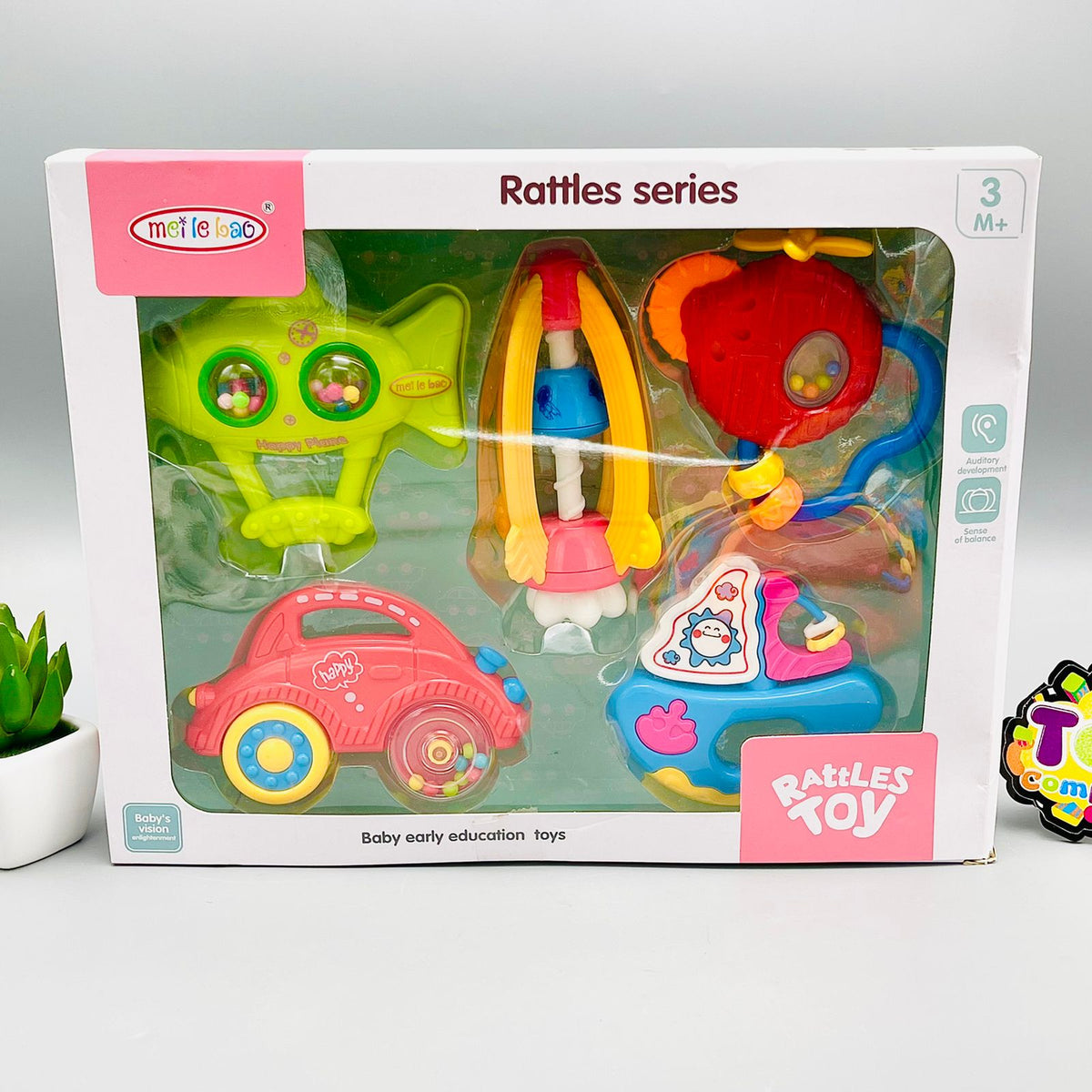 5 Pcs Premium Vehicles Shape Rattles & Teather