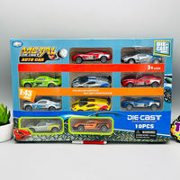 Diecast 1:43 Scale Pack of 10 Metal Cars