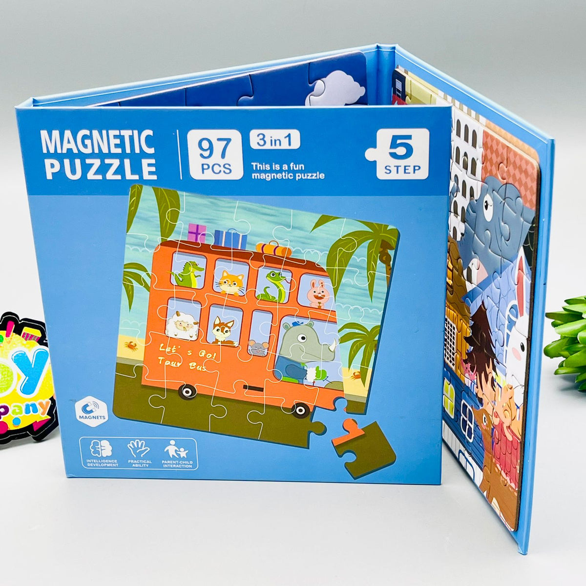 3-in-1 Animal Traffic Magnetic Puzzle Game