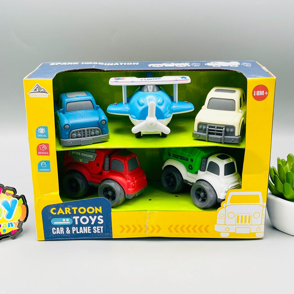 Premium Cartoon Friction Vehicles Pack of 5