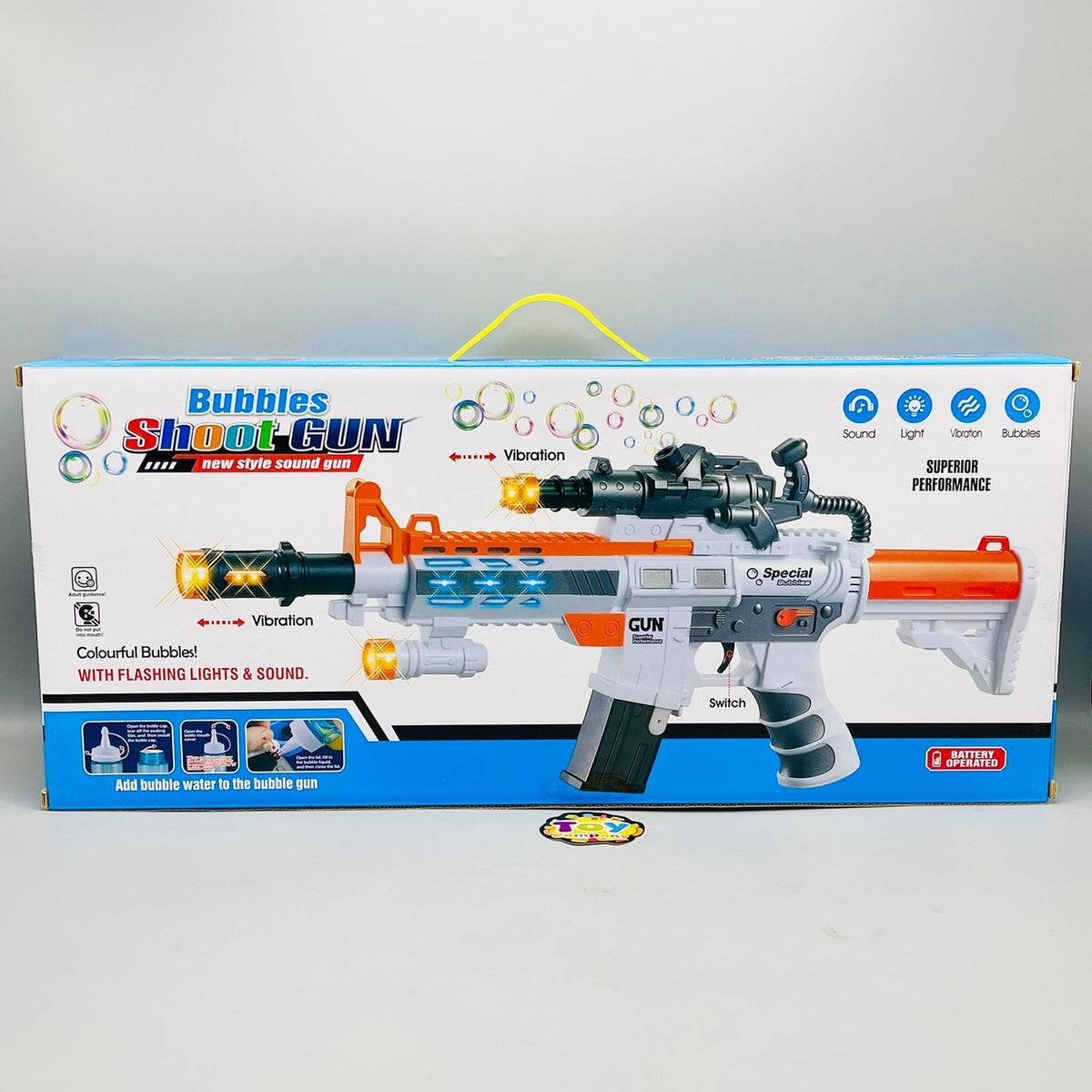 Premium Bubble Shoot Gun with Flashing Lights & Sound