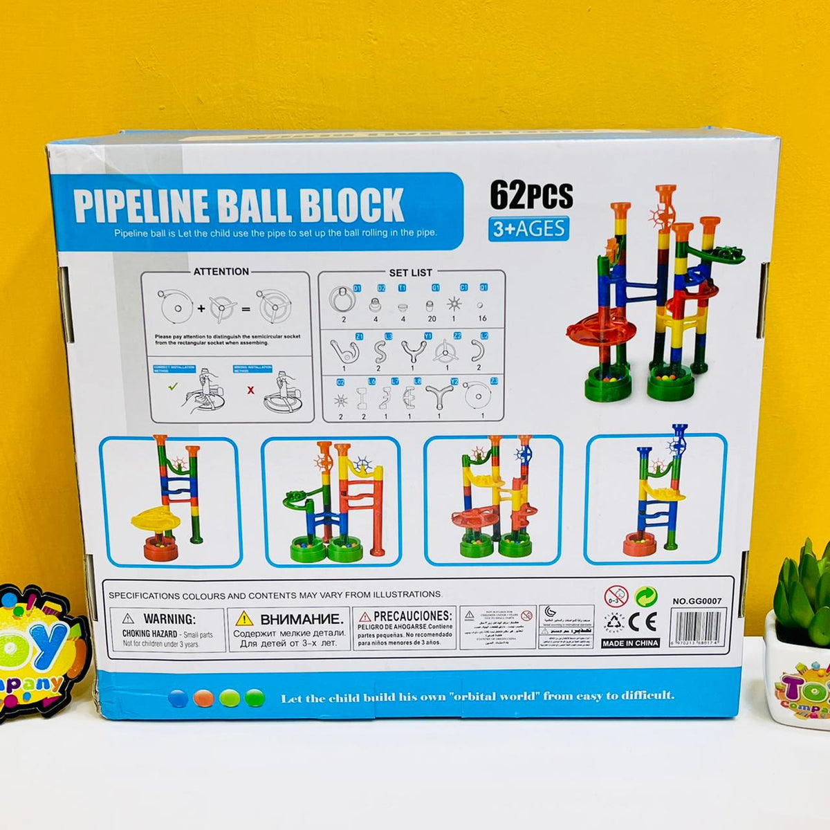 62Pcs Marble Run Pipeline Toys Set