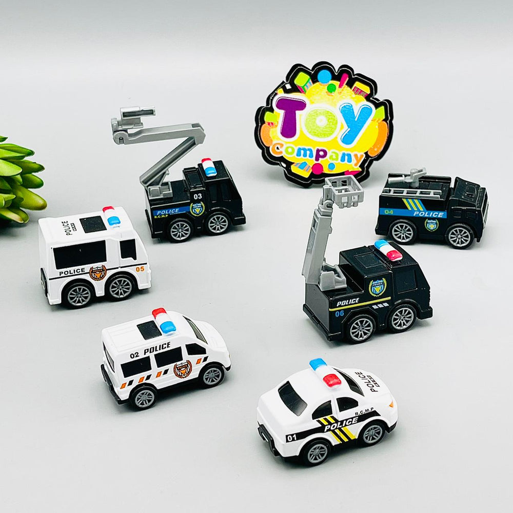 Diecast Metal High Speed Police Cars - Pack of 6