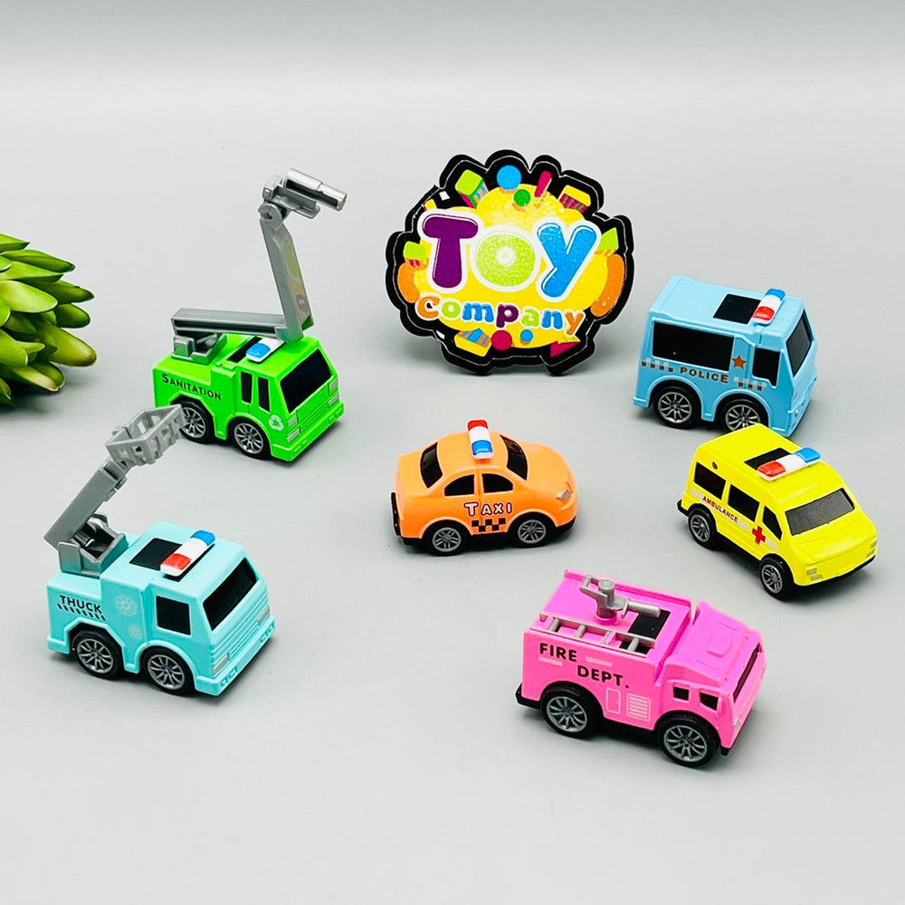 Diecast Metal High Speed Engineering Vehicles - Pack of 6