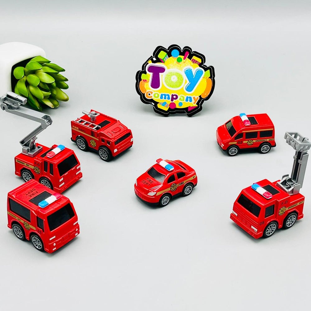 Diecast Metal High Speed Fire Vehicles - Pack of 6