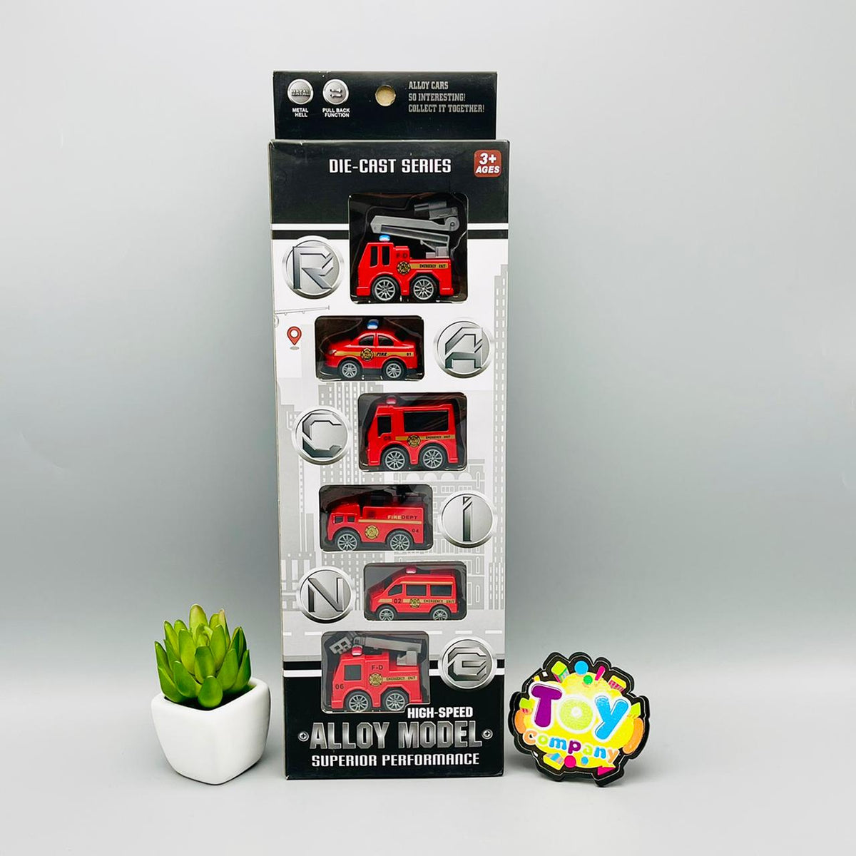 Diecast Metal High Speed Fire Vehicles - Pack of 6