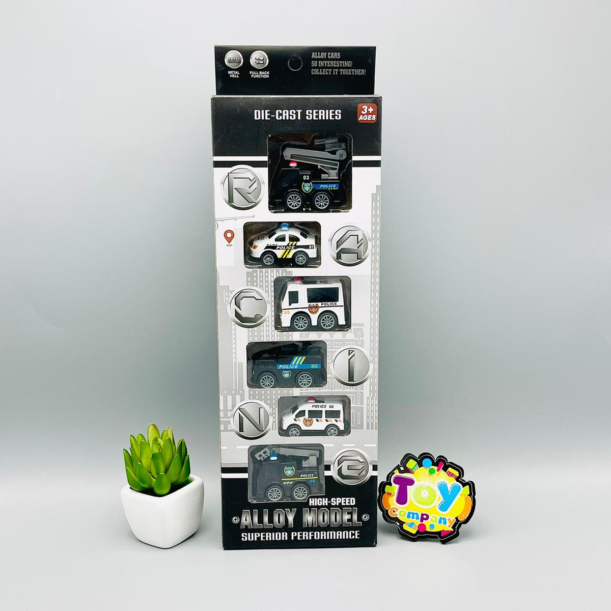 Diecast Metal High Speed Police Cars - Pack of 6