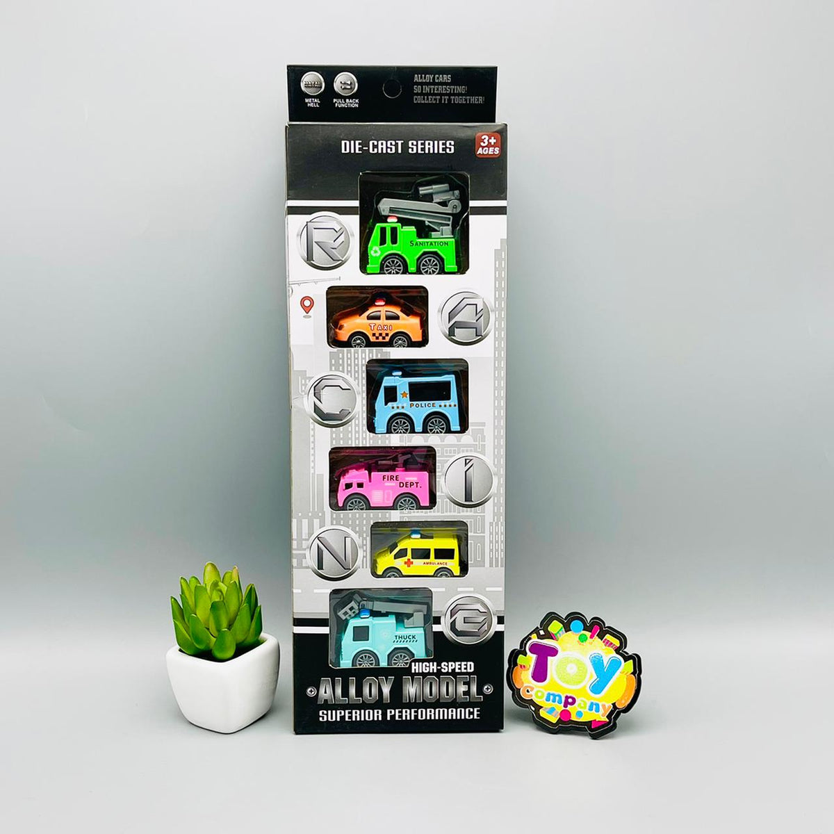 Diecast Metal High Speed Engineering Vehicles - Pack of 6
