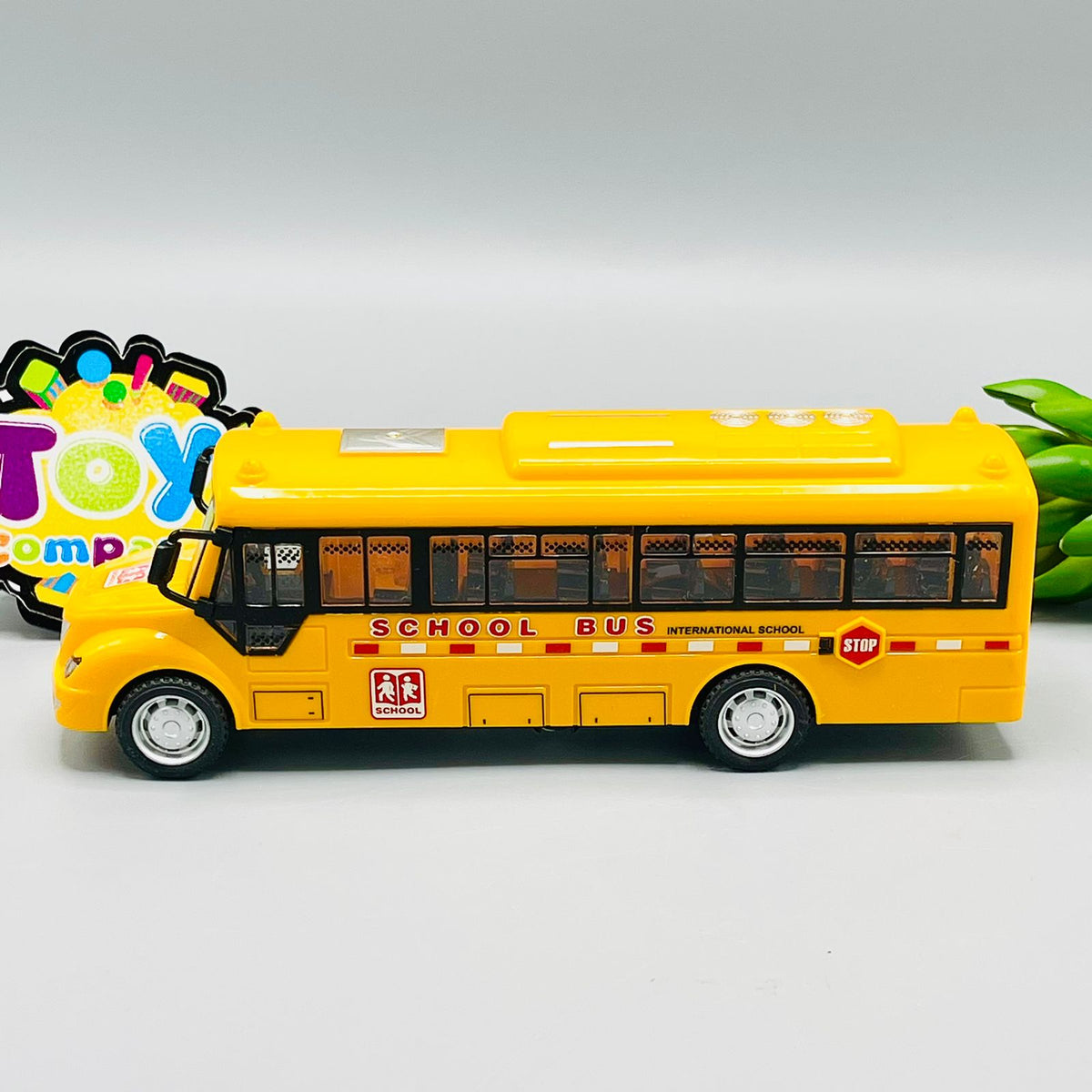 Friction School Bus with Openable Door Lights and Sound