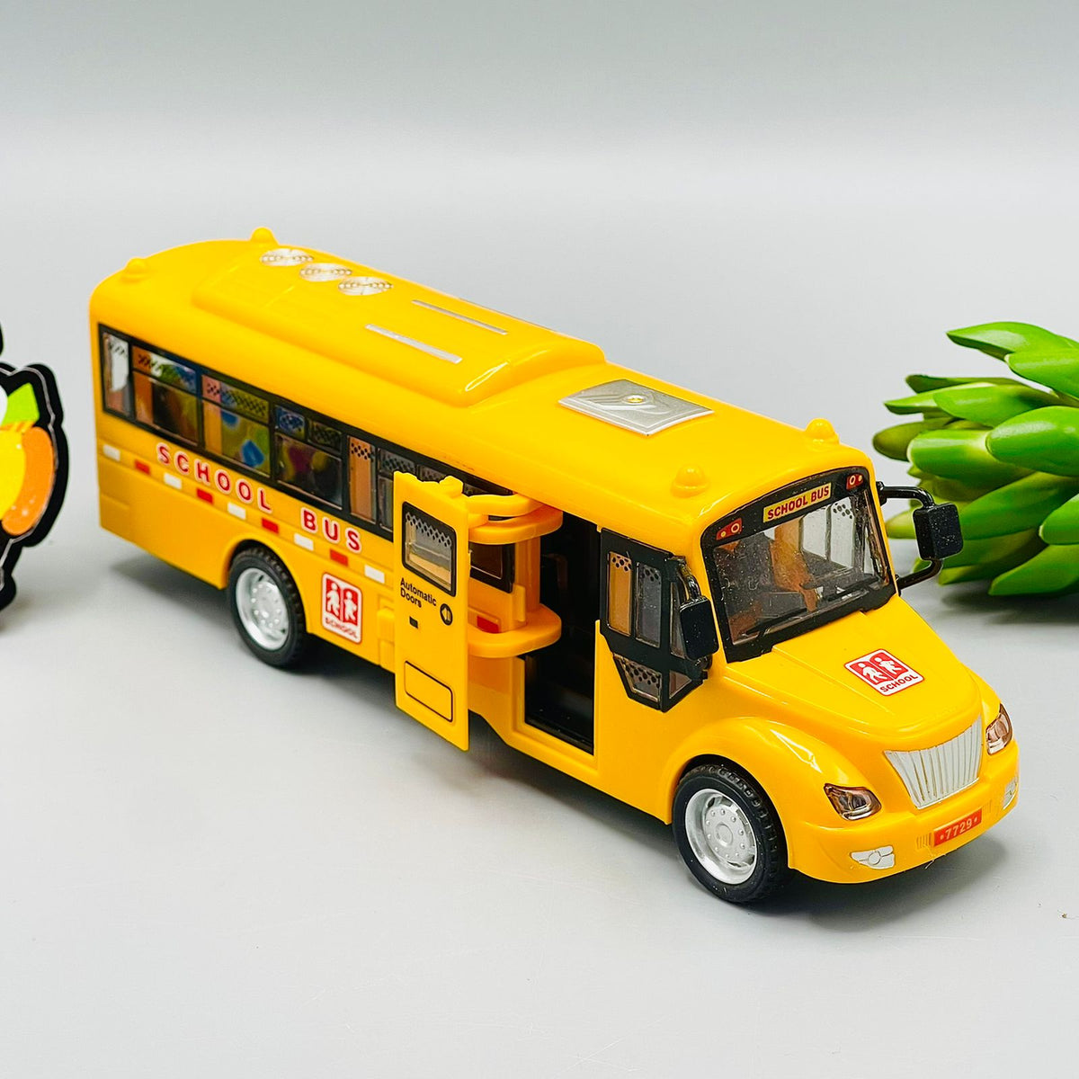 Friction School Bus with Openable Door Lights and Sound