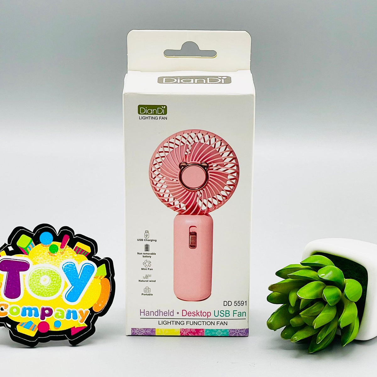Rechargeable Handheld & Desktop Fan With Light