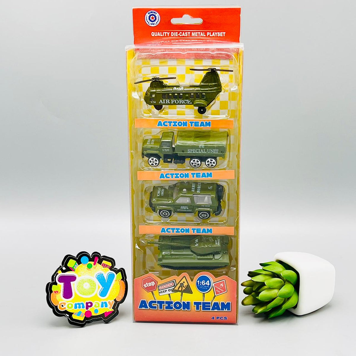 1:64 Diecast Metal Action Team Car Pack of 4