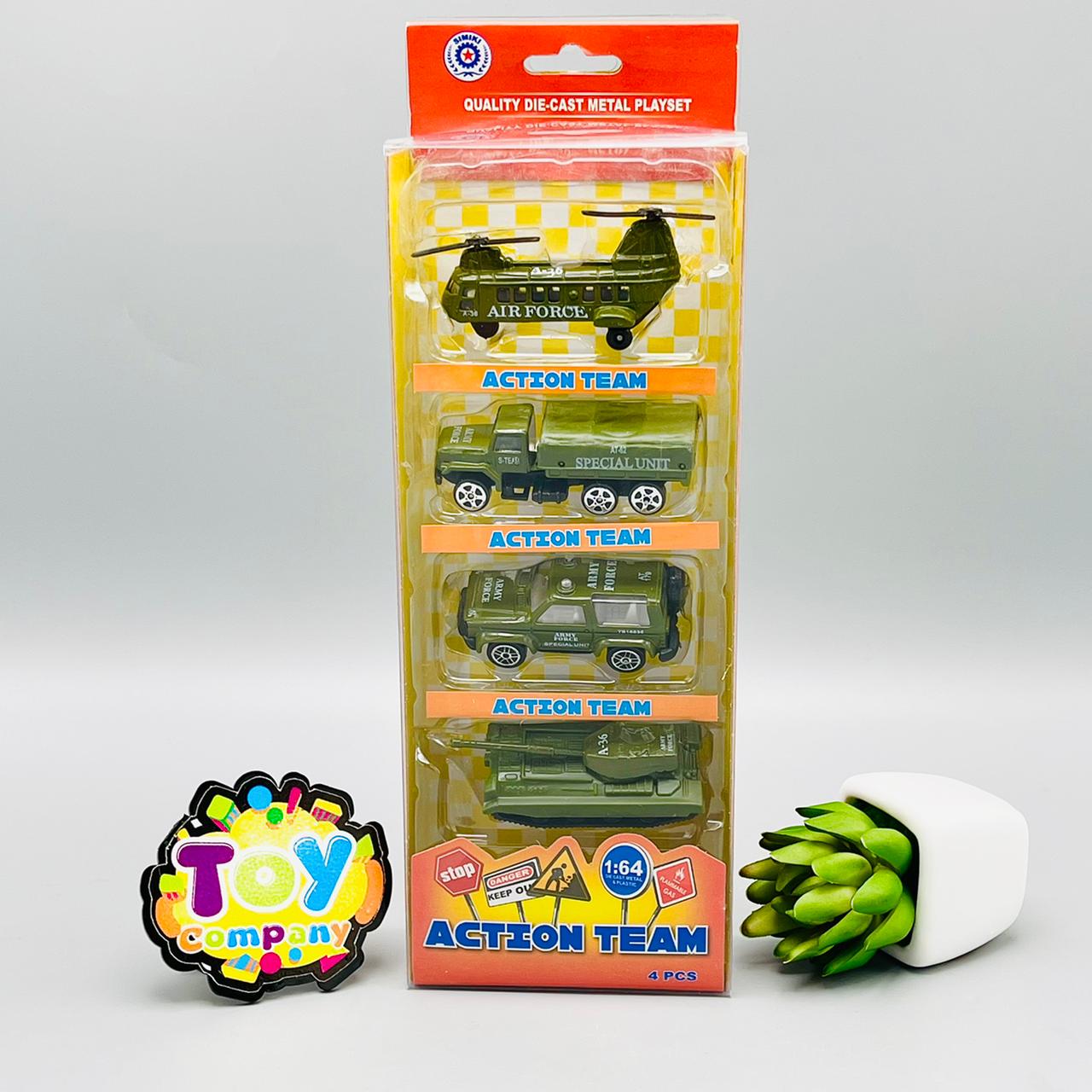 1:64 Diecast Metal Action Team Car Pack of 4