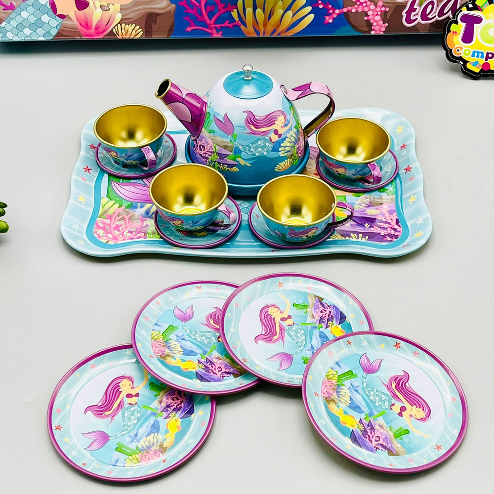14Pcs Mermaid Metal Tea Party Set