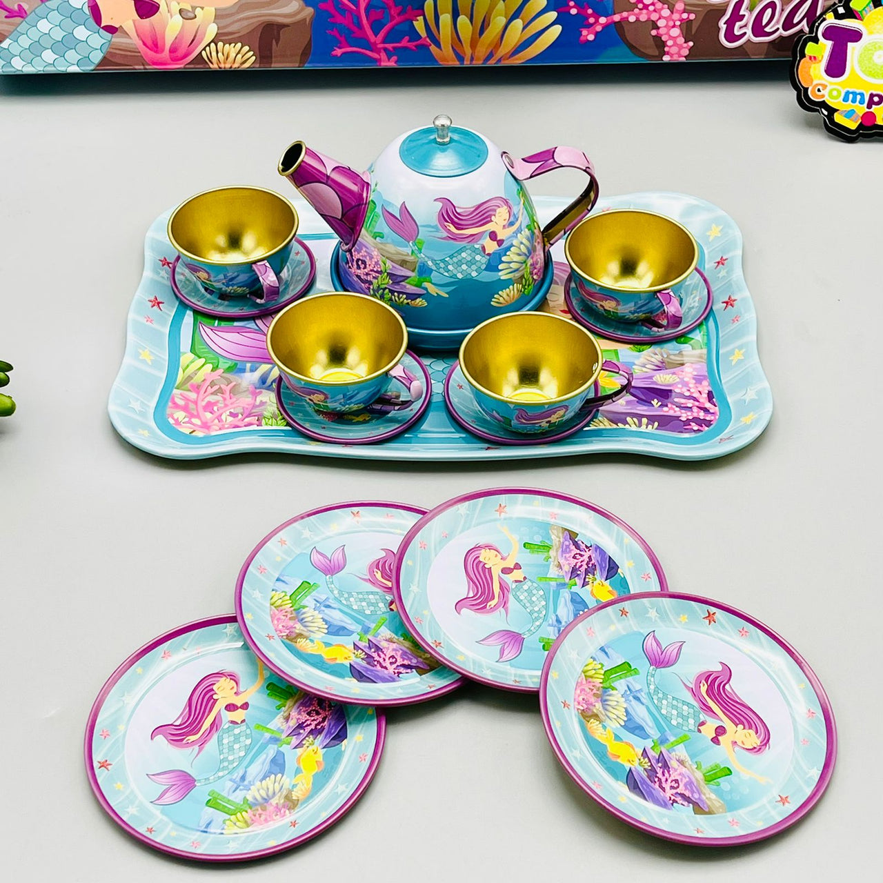 14Pcs Mermaid Metal Tea Party Set