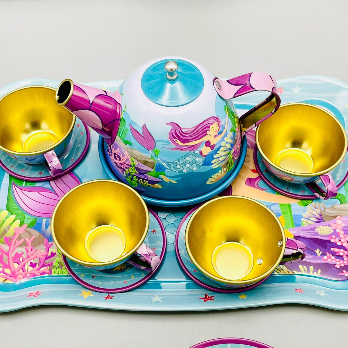 14Pcs Mermaid Metal Tea Party Set
