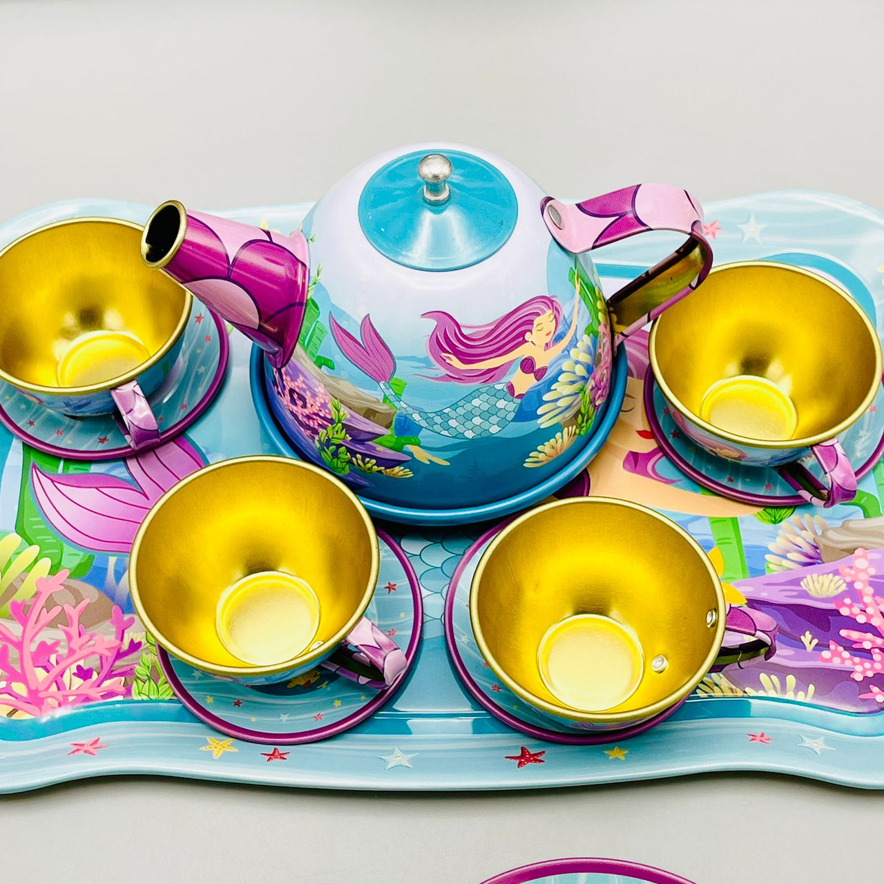 14Pcs Mermaid Metal Tea Party Set
