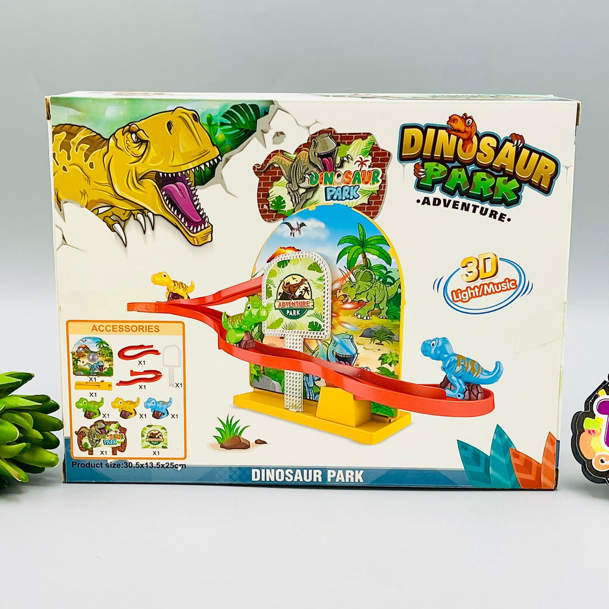 3D Dinosaur Chase & Race Track with Lights & Sound