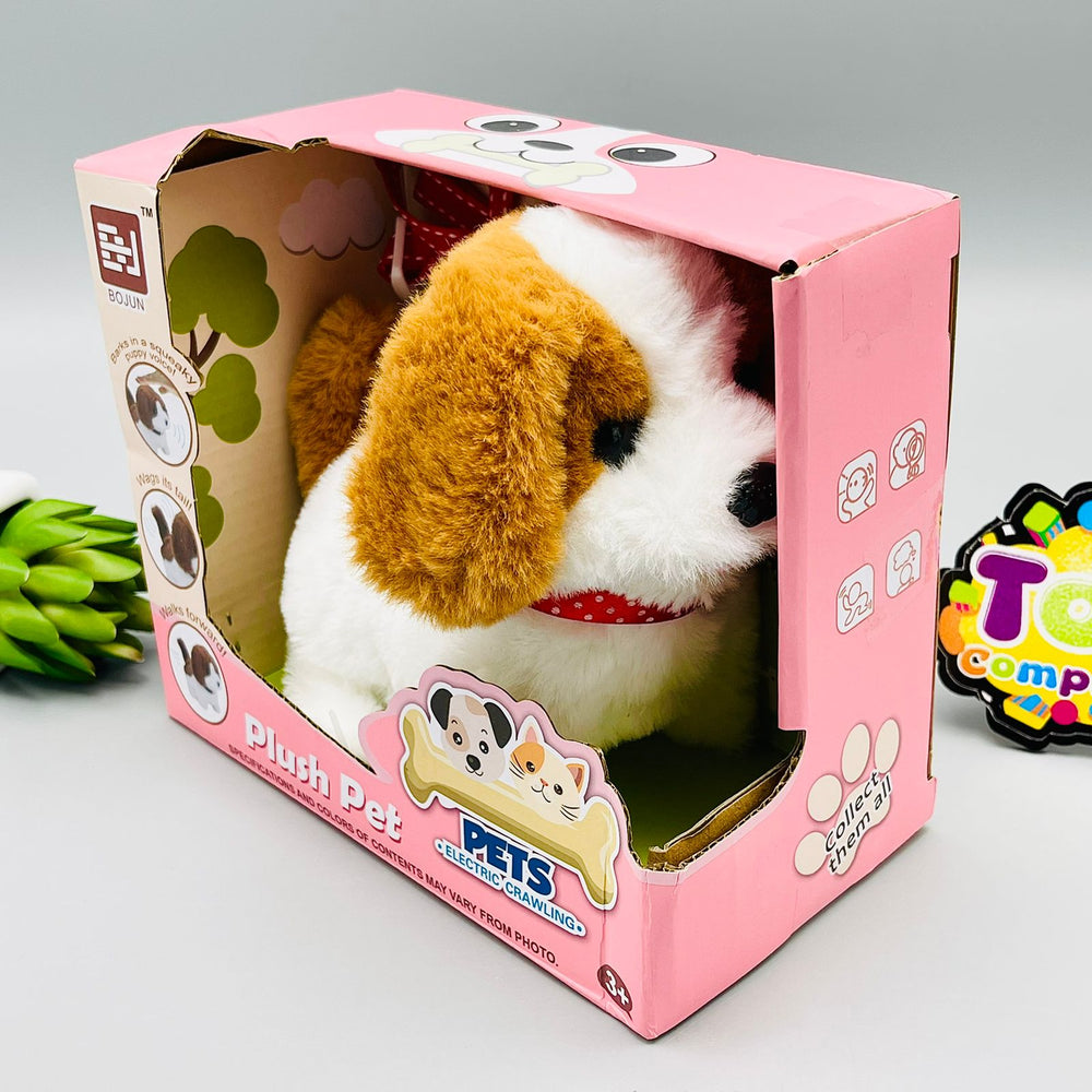 Brown & White Electric Crawling Plush Pet