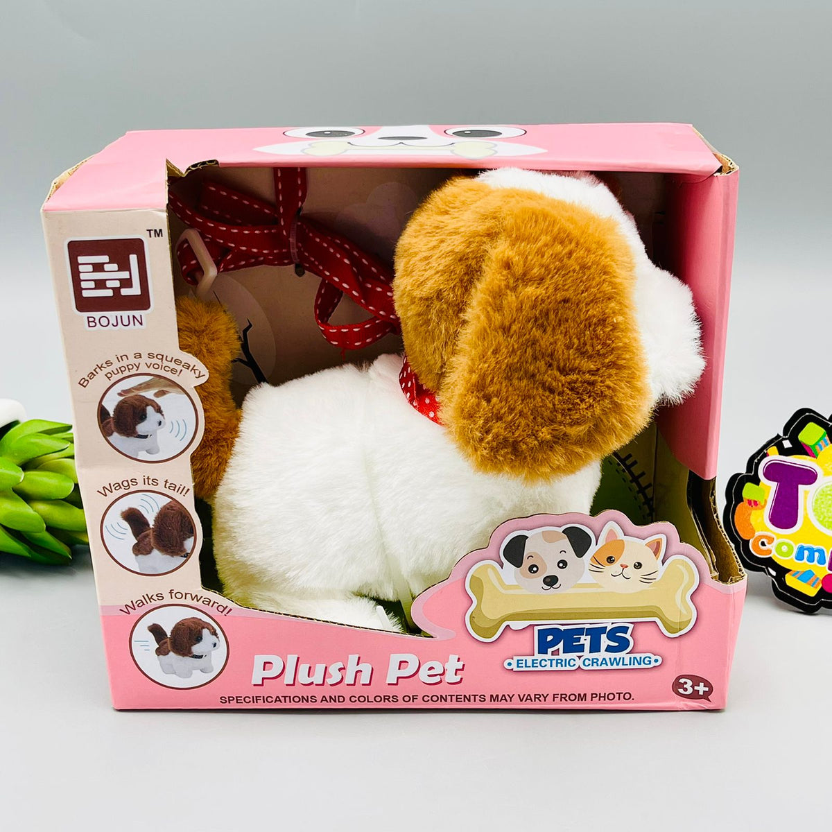 Brown & White Electric Crawling Plush Pet