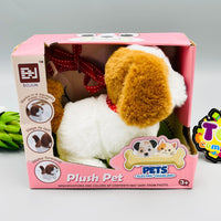 Brown & White Electric Crawling Plush Pet