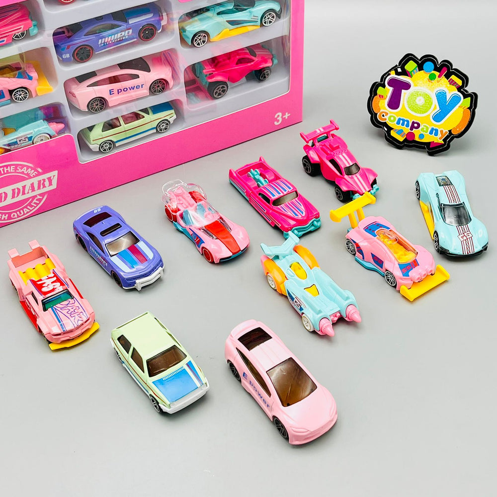 Diecast Set of 10 Vehicles-Pink Series