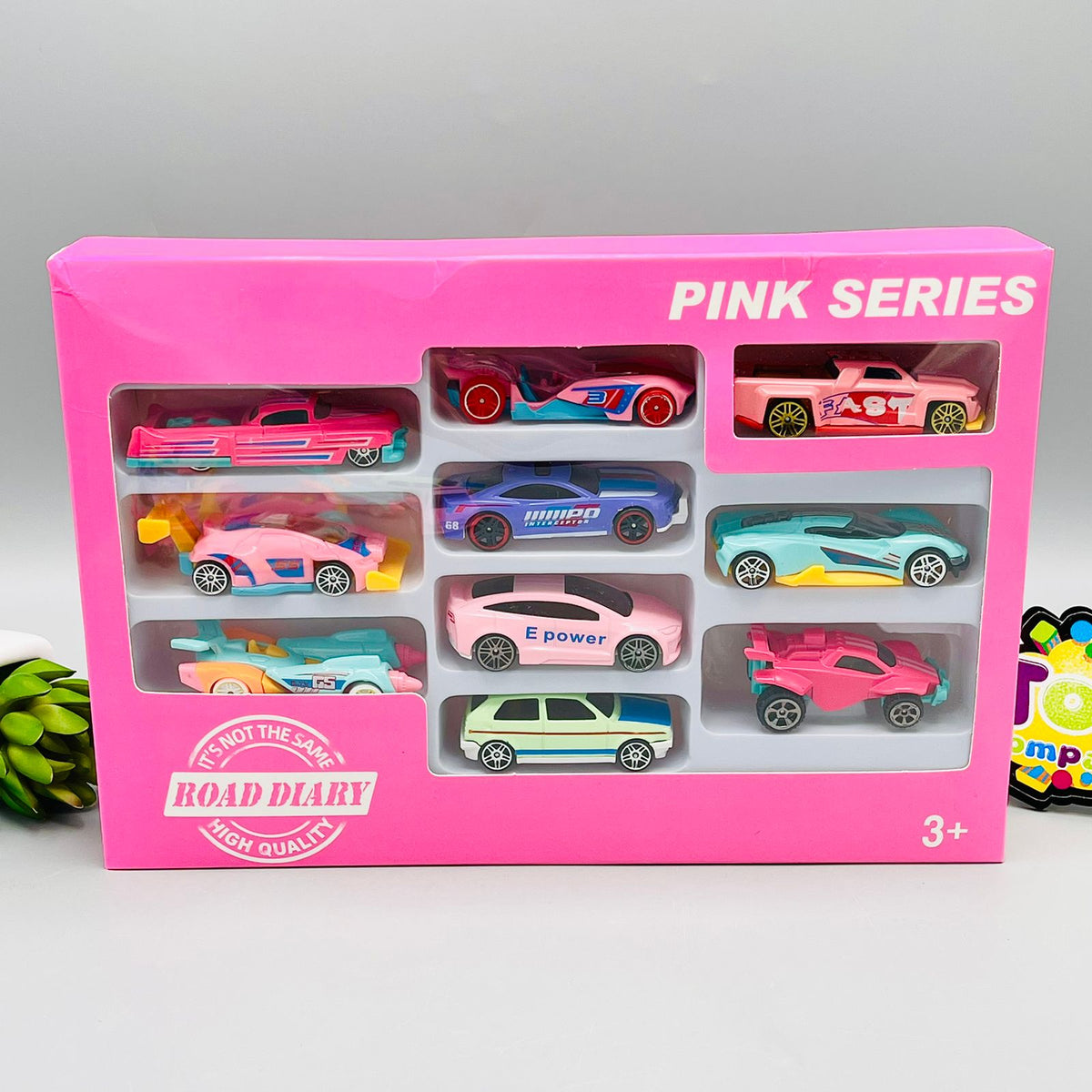 Diecast Set of 10 Vehicles-Pink Series
