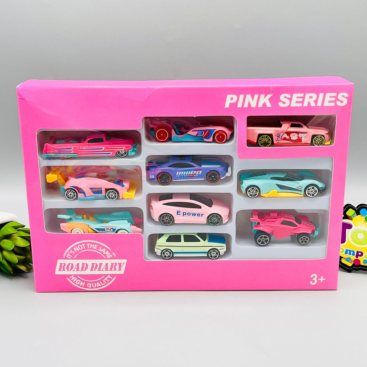 Diecast Set of 10 Vehicles-Pink Series