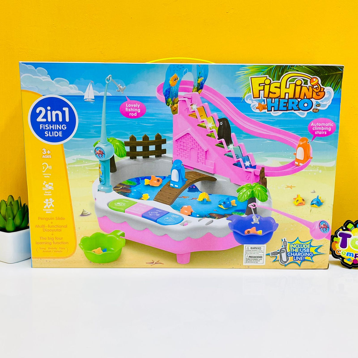 2 In 1 Penguin Slides Fishing Platform