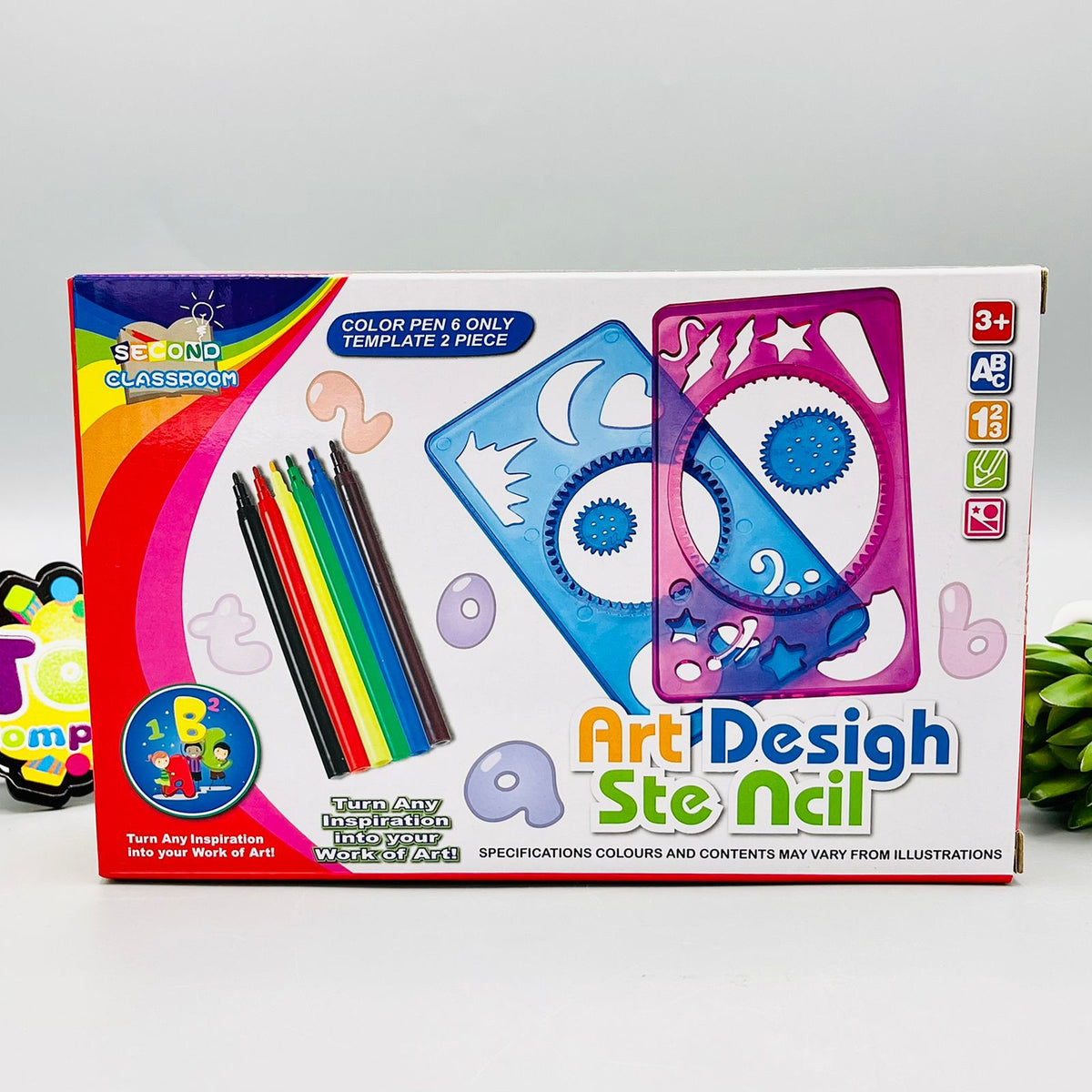 Color Pen And Art Design Stencil