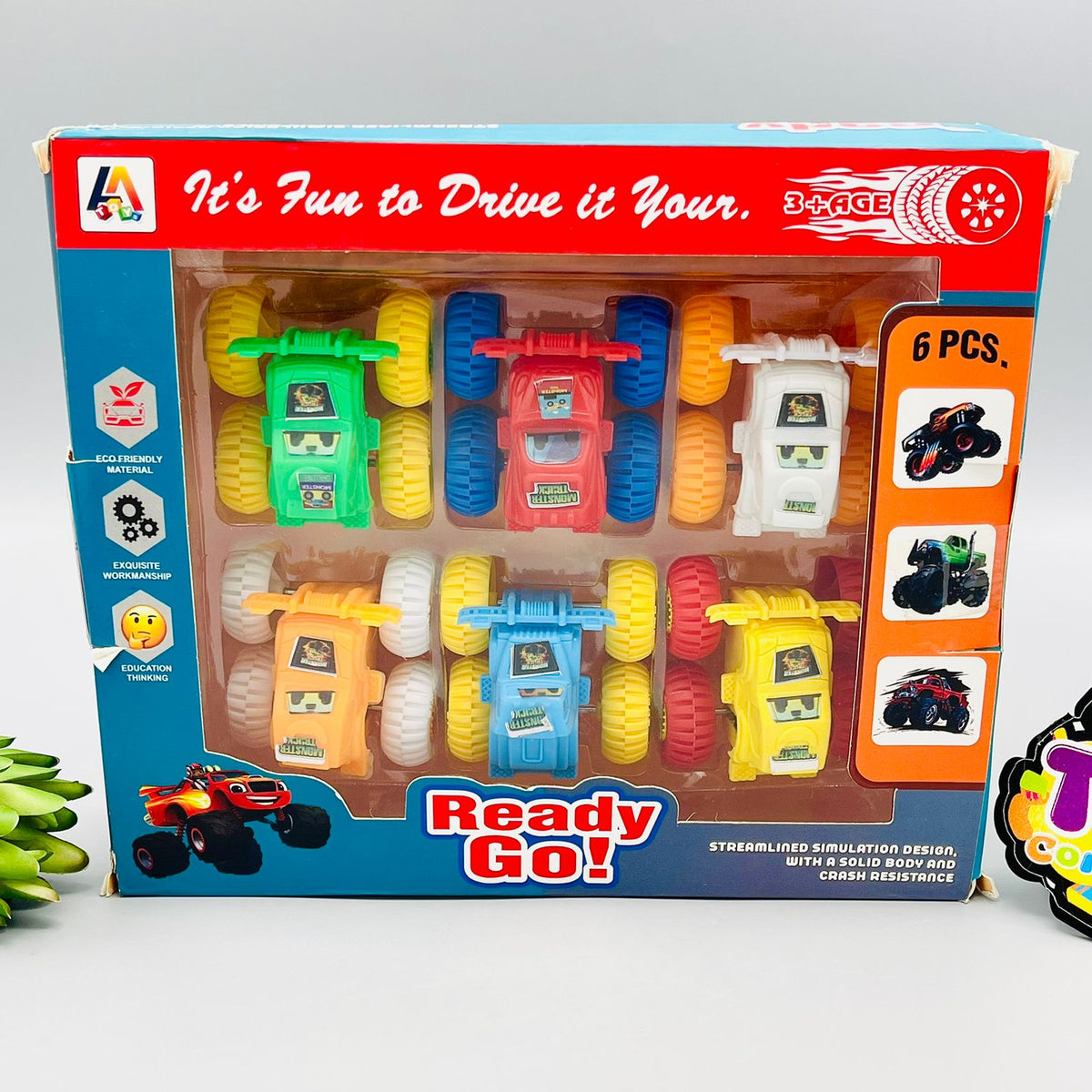 Ready & Go Mini Monster Friction Truck-6 Pcs