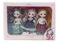 6* Inches Premium Quality Movable Joints Dolls Set- 3Pcs