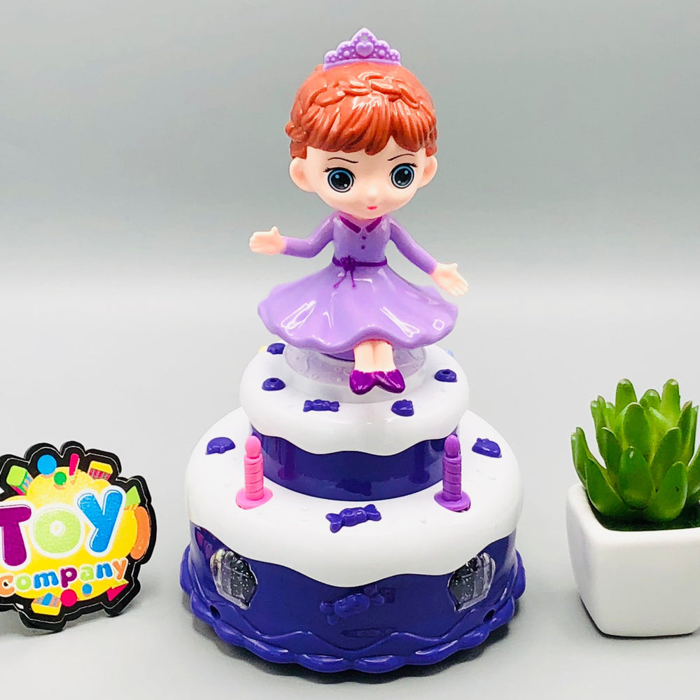 Cute Cake Rotating Snow Doll With Light & Music