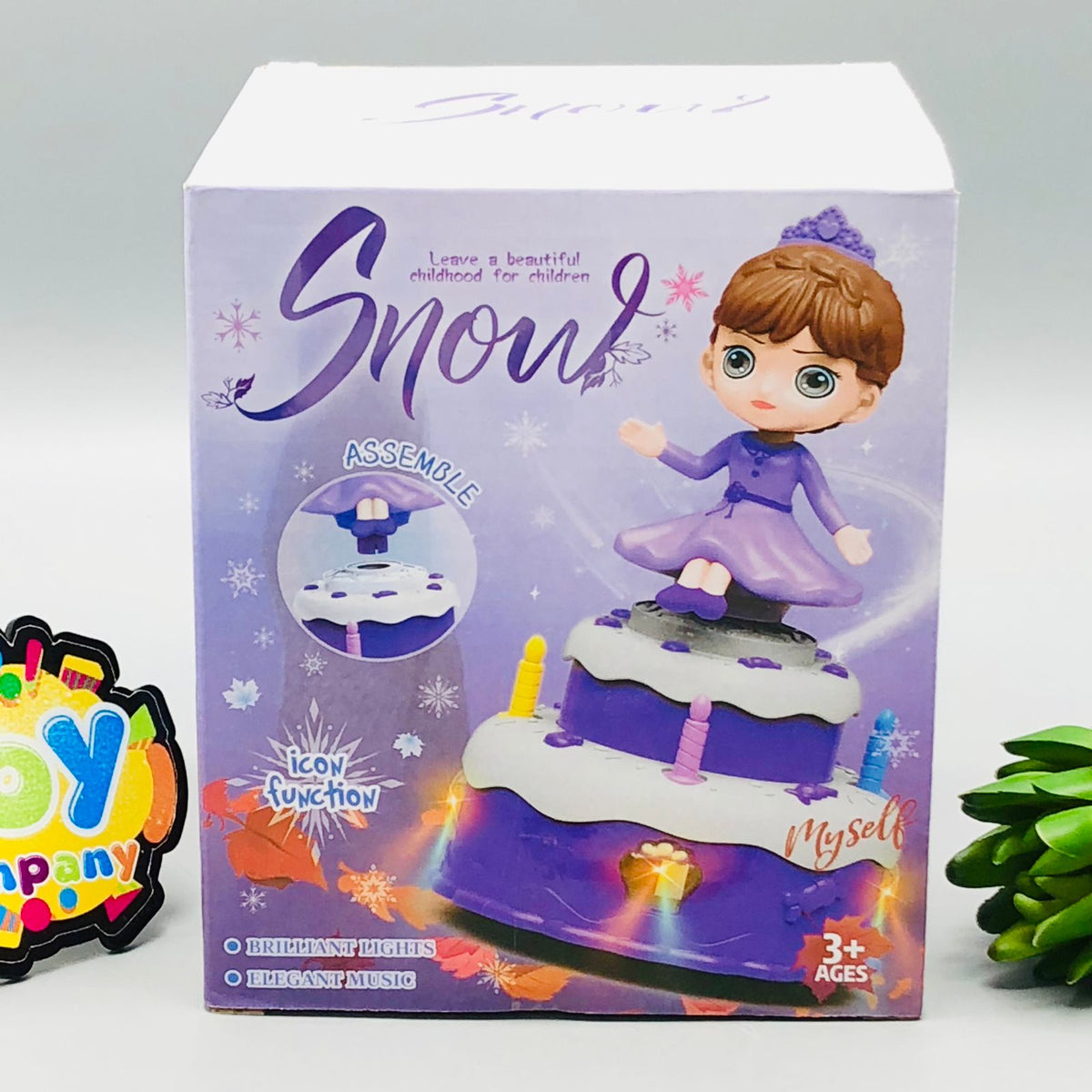 Cute Cake Rotating Snow Doll With Light & Music