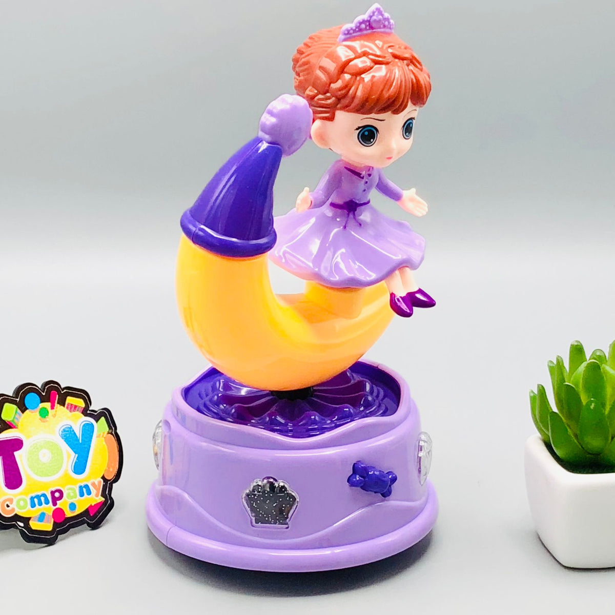 Lovely Rotating Moon Snow Doll With Light & Music