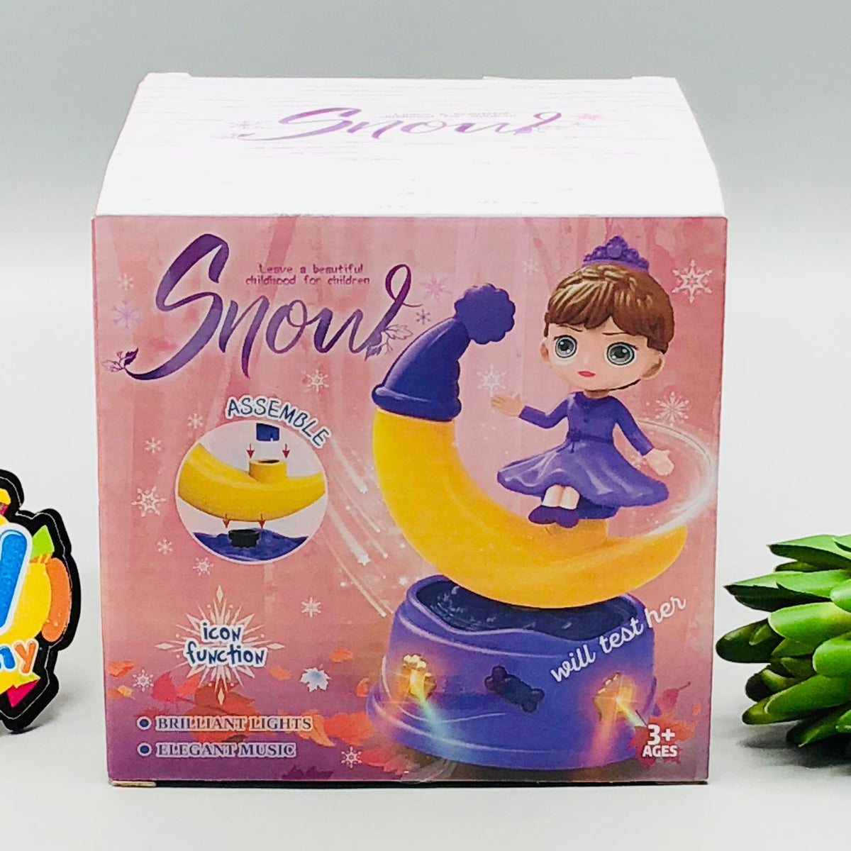 Lovely Rotating Moon Snow Doll With Light & Music