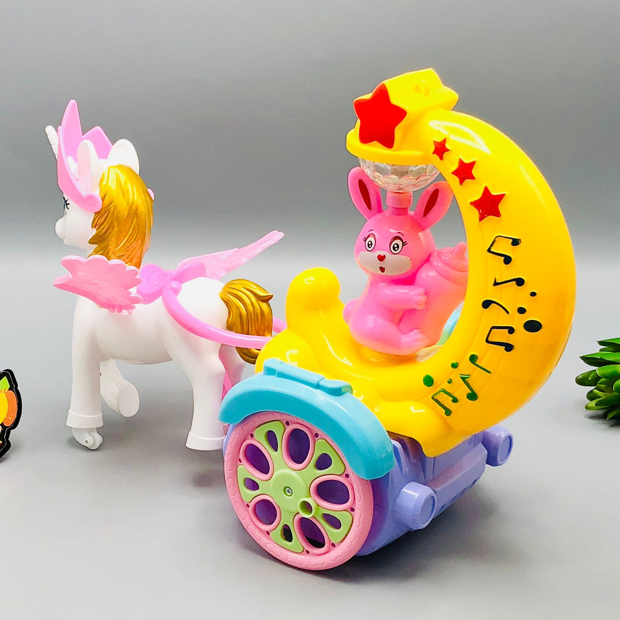 Magical Pony Horse With Moon Carriage