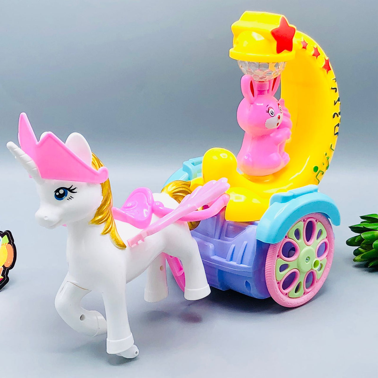 Magical Pony Horse With Moon Carriage