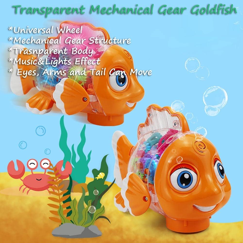 Electric Transparent Gear Fish With Light & Music