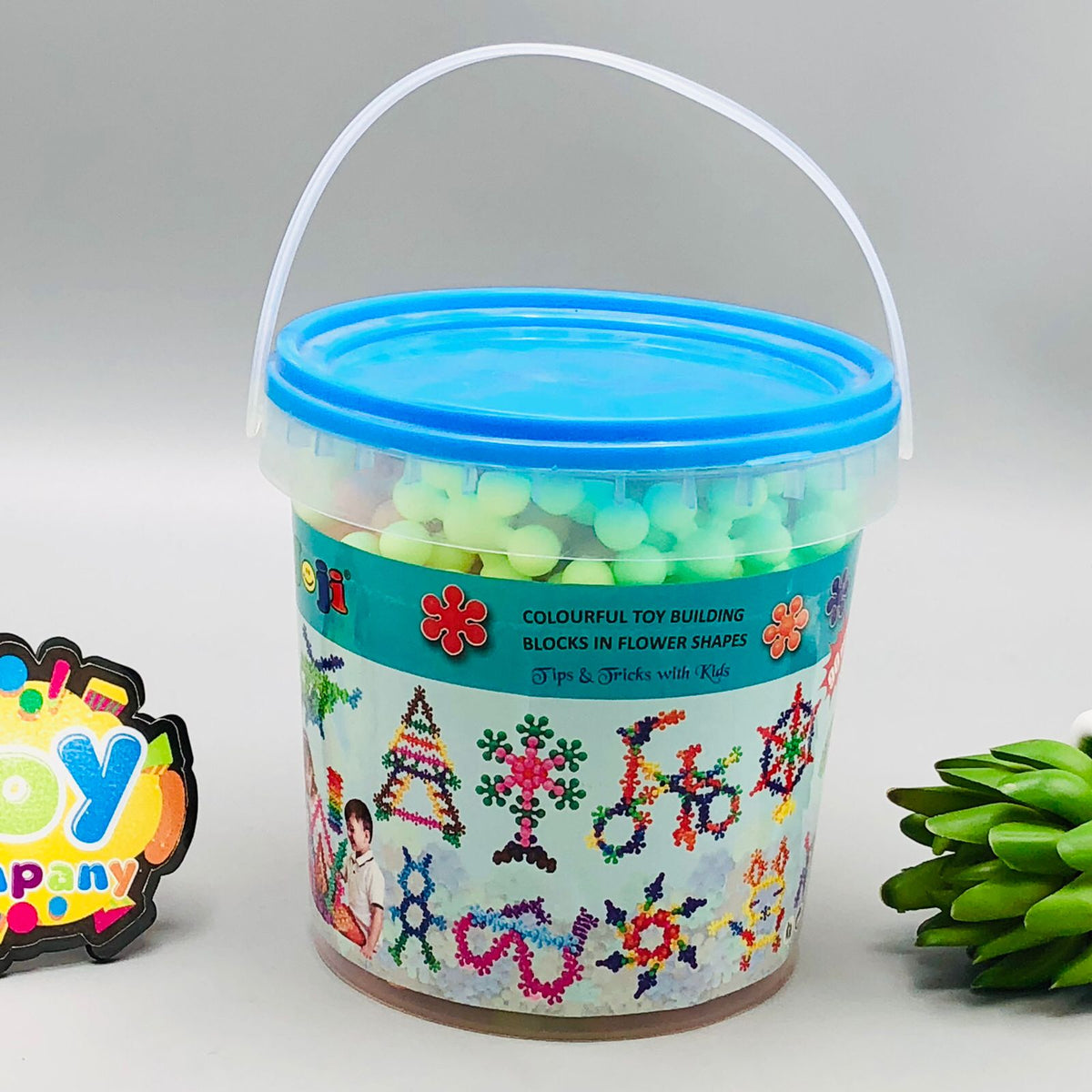 90Pcs Colorful Flower Puzzle Blocks with Storage Box