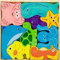 Thumbnail for 9Pcs Wooden Animal Shapes Puzzle Board