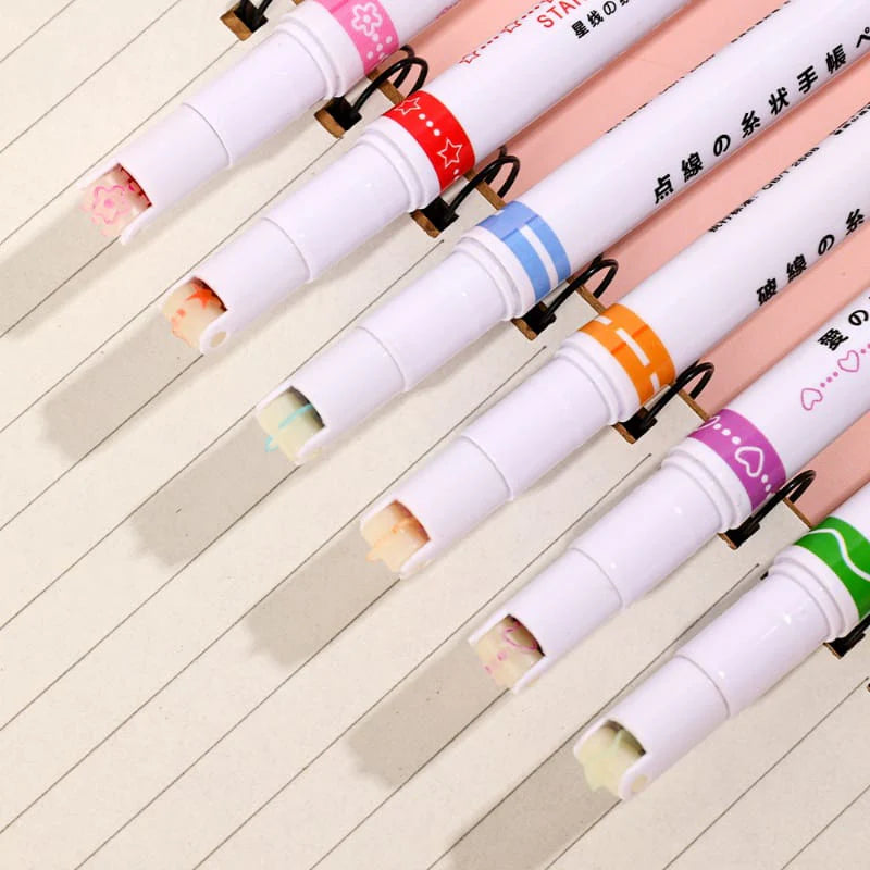 6Pcs Pattern Roller Color Pen Set
