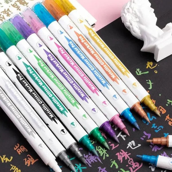 10Pcs Metallic Glitter Marker Pen