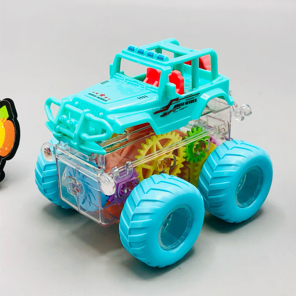 Inertial Transparent Gear Stunt Vehicle With Lights - 1Pc